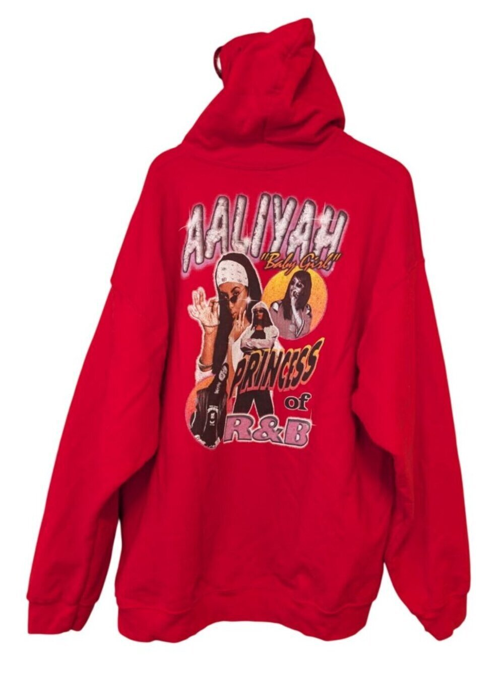 Aaliyah Princess of R&B Baby Girl Red Graphic Hoodie Ripple Junction Size XL